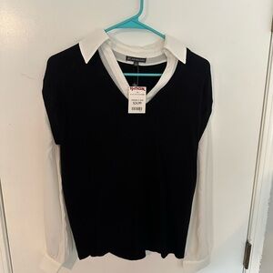 Adrianna Papell Monochrome V-Neck Blouse